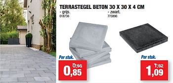 Promoties Terrastegel beton - Merk onbekend - Geldig van 11/07/2018 tot 22/07/2018 bij Hubo