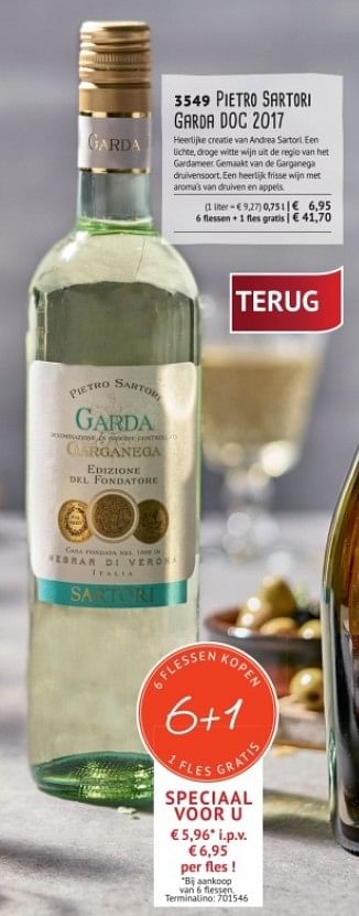 Promoties Pietro sartori garda doc 2016 - Witte wijnen - Geldig van 12/07/2018 tot 31/08/2018 bij Bofrost