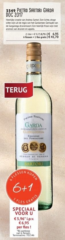 Promoties Pietro sartori garda doc 2017 - Witte wijnen - Geldig van 12/07/2018 tot 31/08/2018 bij Bofrost