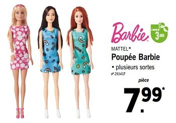 Promoties Poupée barbie - Mattel - Geldig van 16/07/2018 tot 21/07/2018 bij Lidl