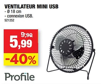 Promotions Profile ventilateur mini usb - Profile - Valide de 11/07/2018 à 22/07/2018 chez Hubo