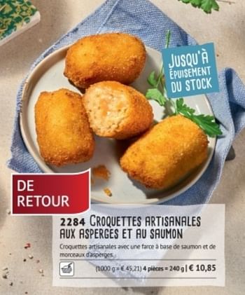 Promotions Croquettes artisanales aux asperges et au saumon - Produit maison - Bofrost - Valide de 12/07/2018 à 31/08/2018 chez Bofrost