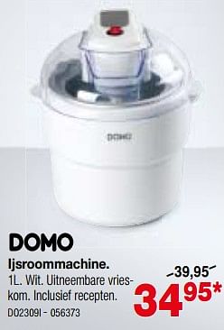Promoties Domo ijsroommachine do2309l - Domo - Geldig van 01/07/2018 tot 31/07/2018 bij Home & Co