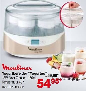 Promoties Moulinex yogurtbereider yogurteo - Moulinex - Geldig van 01/07/2018 tot 31/07/2018 bij Home & Co