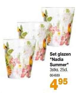 Promoties Set glazen nadia summer - Huismerk - Home & Co - Geldig van 01/07/2018 tot 31/07/2018 bij Home & Co