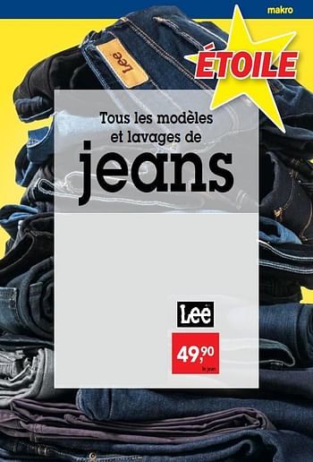 Promotions Tous les modèles et lavages de jeans - Lee - Valide de 18/07/2018 à 31/07/2018 chez Makro