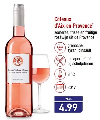 Promoties Côteaux d`aix-en-provence - Rosé wijnen - Geldig van 16/07/2018 tot 20/07/2018 bij Aldi
