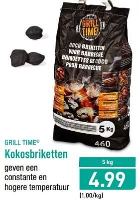 Promoties Kokosbriketten - GRILL TIME - Geldig van 16/07/2018 tot 20/07/2018 bij Aldi