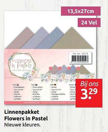 Promotions Linnenpakket flowers in pastel nieuwe kleuren - Produit Maison - Boekenvoordeel - Valide de 13/07/2018 à 22/07/2018 chez BoekenVoordeel