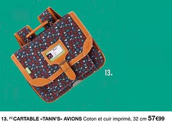 Promoties Cartable tann`s avions - Tann's - Geldig van 04/07/2018 tot 29/07/2018 bij MonoPrix