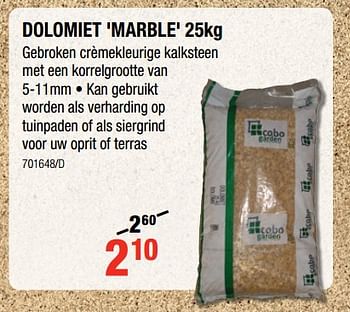 Promoties Dolomiet marble - Cobo Garden - Geldig van 12/07/2018 tot 19/08/2018 bij HandyHome