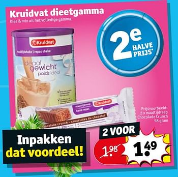 Promoties 2 x maaltijdreep chocolade crunch - Huismerk - Kruidvat - Geldig van 17/07/2018 tot 22/07/2018 bij Kruidvat
