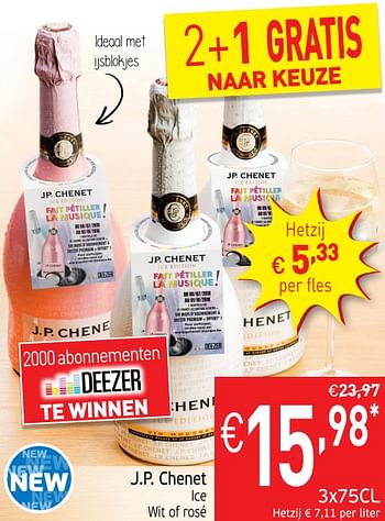 Promoties J.p. chenet ice wit of rosé - Witte wijnen - Geldig van 17/07/2018 tot 22/07/2018 bij Intermarche