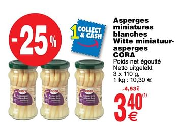 Promoties Asperges miniatures blanches witte miniatuurasperges cora - Huismerk - Cora - Geldig van 17/07/2018 tot 23/07/2018 bij Cora