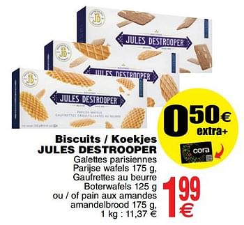 Promoties Biscuits - koekjes jules destrooper - Jules Destrooper - Geldig van 17/07/2018 tot 23/07/2018 bij Cora