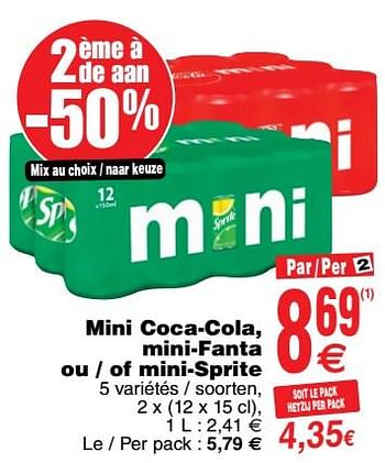 Promoties Mini coca-cola, mini-fanta ou - of mini-sprite - Huismerk - Cora - Geldig van 17/07/2018 tot 23/07/2018 bij Cora