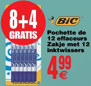 Promoties Pochette de 12 effaceurs zakje met 12 inktwissers - BIC - Geldig van 17/07/2018 tot 30/07/2018 bij Cora