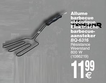 Promotions Allume barbecue électrique elektrische barbecueaansteker bq-6316 - Tristar - Valide de 17/07/2018 à 30/07/2018 chez Cora