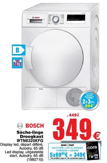 Promotions Bosch sèche-linge droogkast wtn8320kfg - Bosch - Valide de 17/07/2018 à 30/07/2018 chez Cora