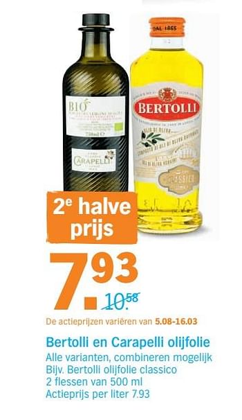 Promoties Bertolli olijfolie classico - Bertolli - Geldig van 16/07/2018 tot 22/07/2018 bij Albert Heijn