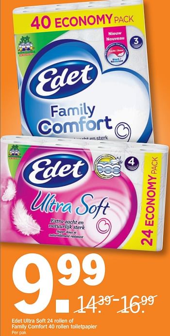 Promoties Edet ultra soft toiletpapier - Edet - Geldig van 16/07/2018 tot 22/07/2018 bij Albert Heijn