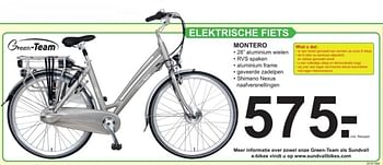 Promoties Elektrische fiets montero - Green-Team - Geldig van 16/07/2018 tot 04/08/2018 bij Van Cranenbroek