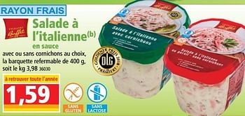 Promoties Salade à l`italienne en sauce - Excellent Buffet - Geldig van 18/07/2018 tot 24/07/2018 bij Norma