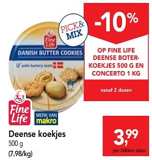 Promoties Deense koekjes - Fine Life - Geldig van 18/07/2018 tot 31/07/2018 bij Makro