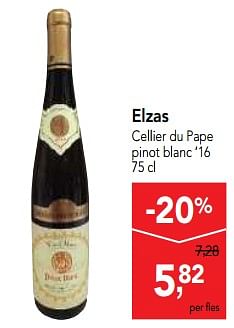 Promoties Elzas cellier du pape pinot blanc - Witte wijnen - Geldig van 18/07/2018 tot 31/07/2018 bij Makro