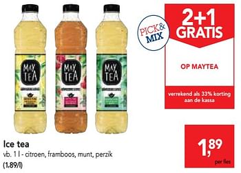 Promoties Ice tea citroen, framboos, munt, perzik - May Tea - Geldig van 18/07/2018 tot 31/07/2018 bij Makro