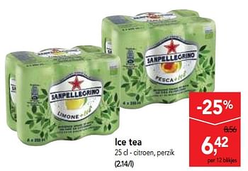 Promoties Ice tea citroen, perzik - Sanpellegrino - Geldig van 18/07/2018 tot 31/07/2018 bij Makro