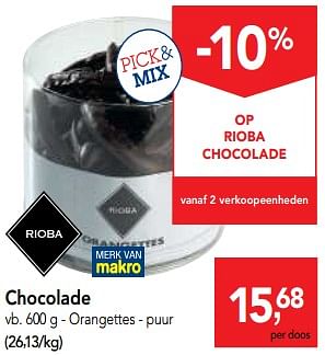 Promoties Rioba chocolade - Rioba - Geldig van 18/07/2018 tot 31/07/2018 bij Makro