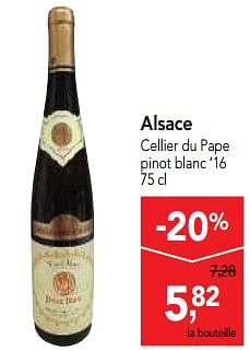 Promotions Alsace cellier du pape pinot blanc `16 - Vins blancs - Valide de 18/07/2018 à 31/07/2018 chez Makro