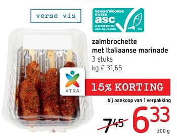 Promoties Zalmbrochette met italiaanse marinade - Huismerk - Spar Retail - Geldig van 19/07/2018 tot 01/08/2018 bij Spar (Colruytgroup)