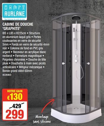 Promoties Cabine de douche `graphite` - Aurlane - Geldig van 12/07/2018 tot 19/08/2018 bij HandyHome