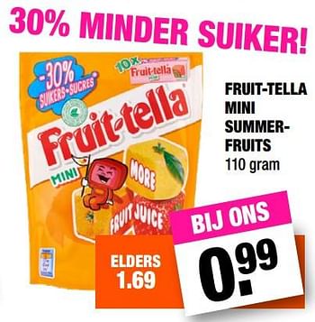 Promoties Fruit-tella mini summerfruits - Fruittella - Geldig van 16/07/2018 tot 29/07/2018 bij Big Bazar