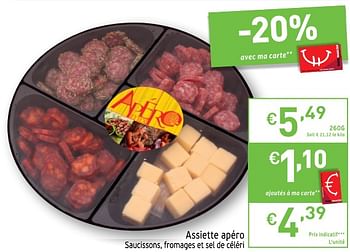 Promoties Assiette apéro saucissons, fromages et sel de céléri - Huismerk - Intermarche - Geldig van 17/07/2018 tot 22/07/2018 bij Intermarche