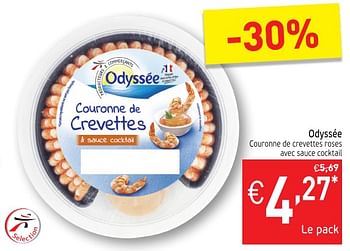 Promotions Odyssée couronne de crevettes roses avec sauce cocktail - Odyssee - Valide de 17/07/2018 à 22/07/2018 chez Intermarche