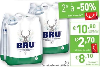 Promotions Bru eau naturellement pétillante - Bru - Valide de 17/07/2018 à 22/07/2018 chez Intermarche