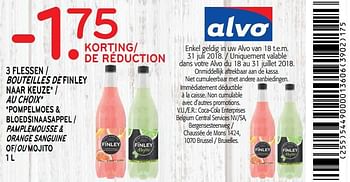 Promotions -1.75 de réduction bouteilles de finley au choix pamplemousse + orange sanguine ou mojito - Finley - Valide de 18/07/2018 à 31/07/2018 chez Alvo