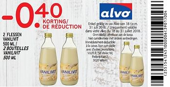 Promoties -0.40 de réduction 2 bouteilles vanilivit - Vanilivit - Geldig van 18/07/2018 tot 31/07/2018 bij Alvo