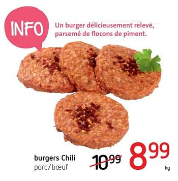 Promotions Burgers chili - Produit Maison - Spar Retail - Valide de 19/07/2018 à 01/08/2018 chez Spar (Colruytgroup)