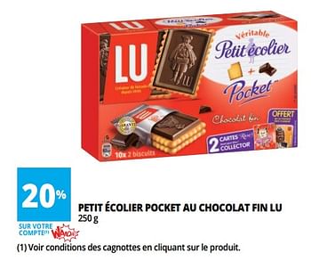 Promotions Petit écolier pocket au chocolat fin lu - Lu - Valide de 17/07/2018 à 24/07/2018 chez Auchan Ronq