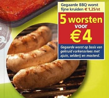 Promoties Gegaarde bbq worst fijne kruiden - Huismerk - Vleesmeesters - Geldig van 25/07/2018 tot 31/07/2018 bij Vleesmeesters