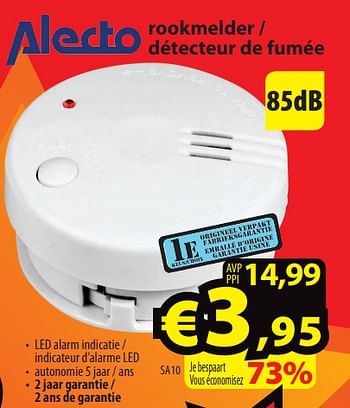 Promoties Alecto rookmelder - détecteur de fumée sa10 - Alecto - Geldig van 18/07/2018 tot 24/07/2018 bij ElectroStock
