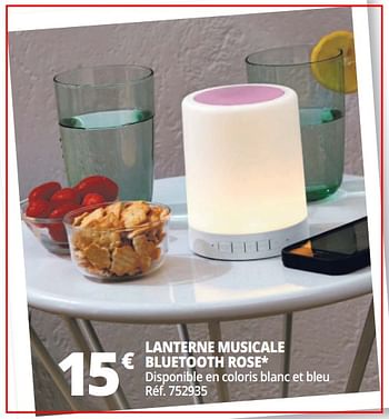 Promotions Lanterne musicale bluetooth rose - Produit Maison - Auchan Ronq - Valide de 17/07/2018 à 24/07/2018 chez Auchan Ronq