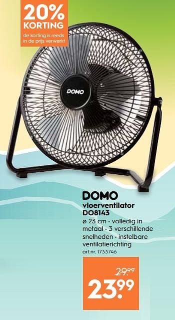 Promoties Domo vloerventilator do8143 - Domo elektro - Geldig van 16/07/2018 tot 31/07/2018 bij Blokker
