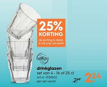 Promoties Drinkglazen - Duralex - Geldig van 16/07/2018 tot 31/07/2018 bij Blokker