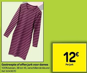 Promotions Gestreepte of effen jurk voor dames - Produit maison - Carrefour  - Valide de 18/07/2018 à 30/07/2018 chez Carrefour