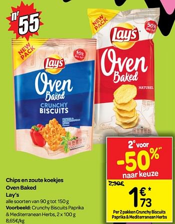 Promoties Chips en zoute koekjes oven baked lay`s - Lay's - Geldig van 18/07/2018 tot 30/07/2018 bij Carrefour
